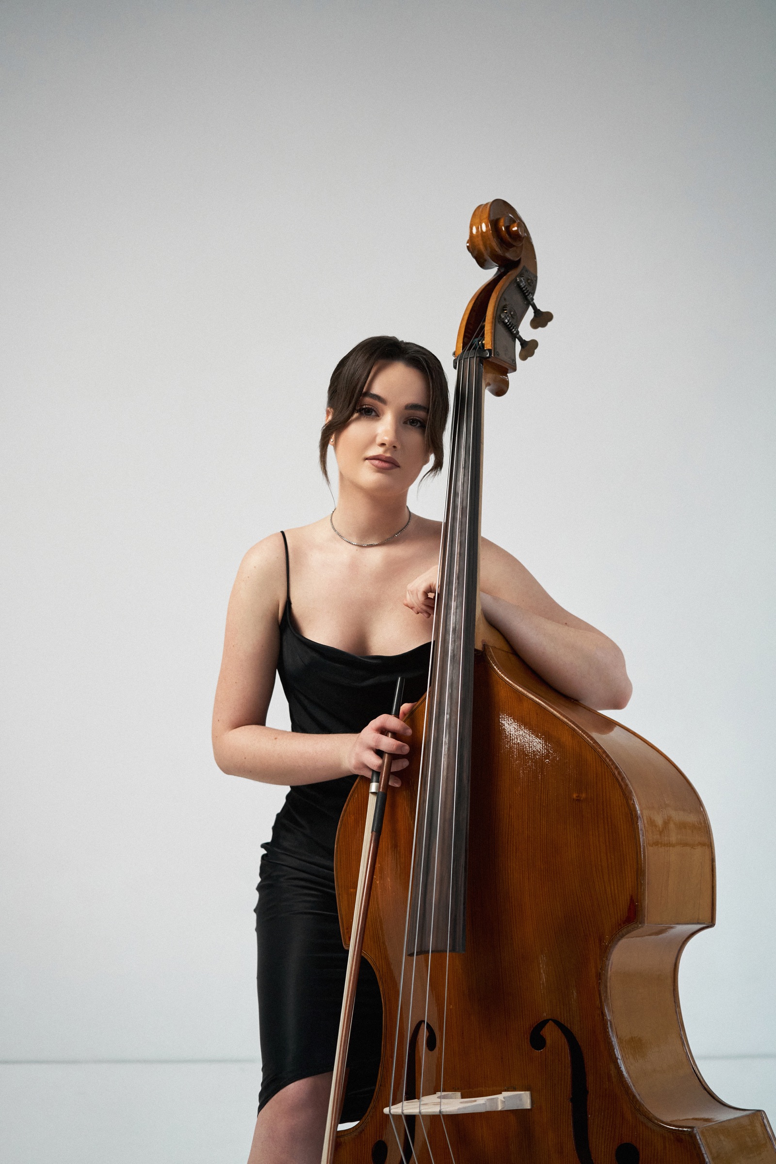 Kateryna Hut in black dress